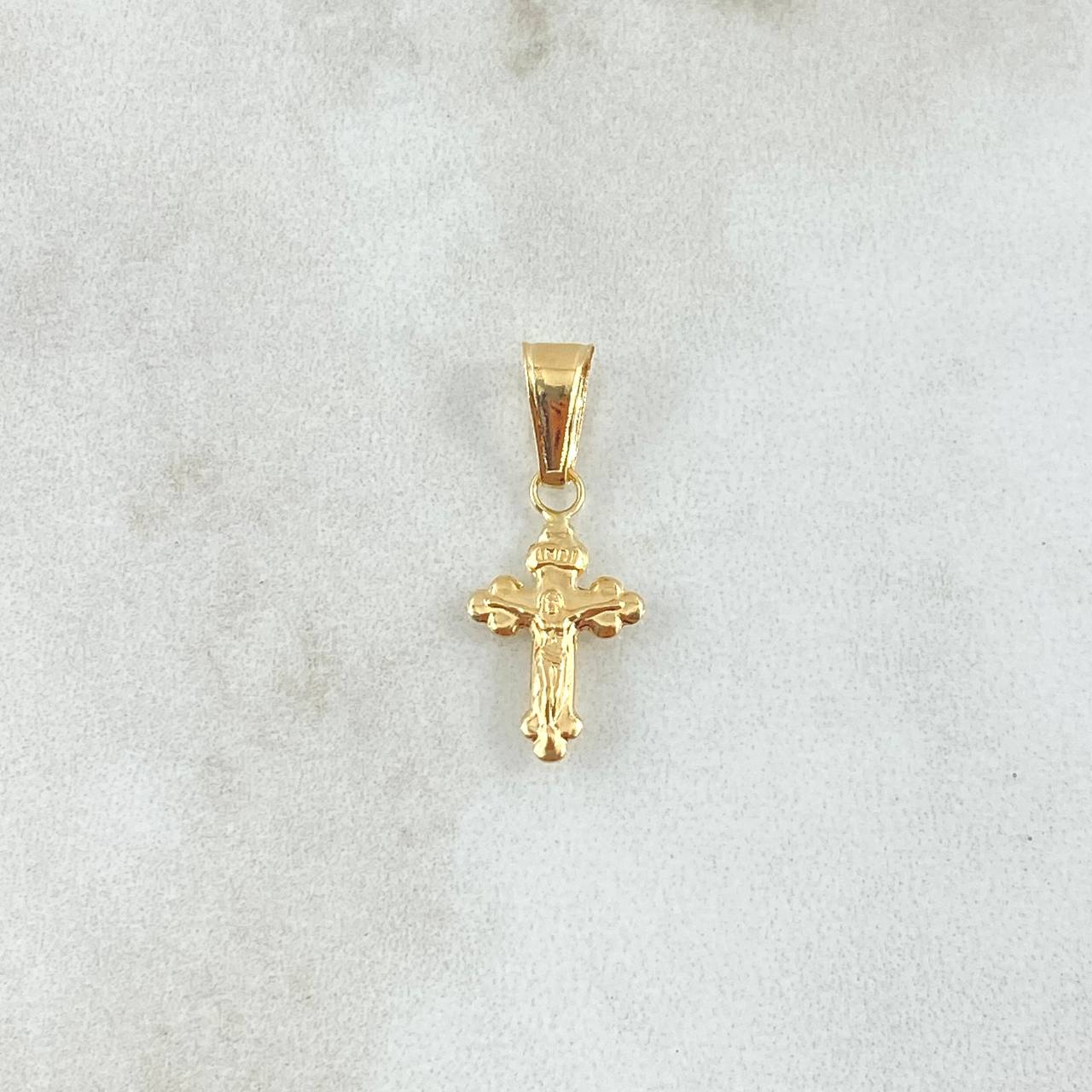 Pendant Cross Christ Three Points 0.45gr / 2.3cm / Polished 18K Yellow Gold