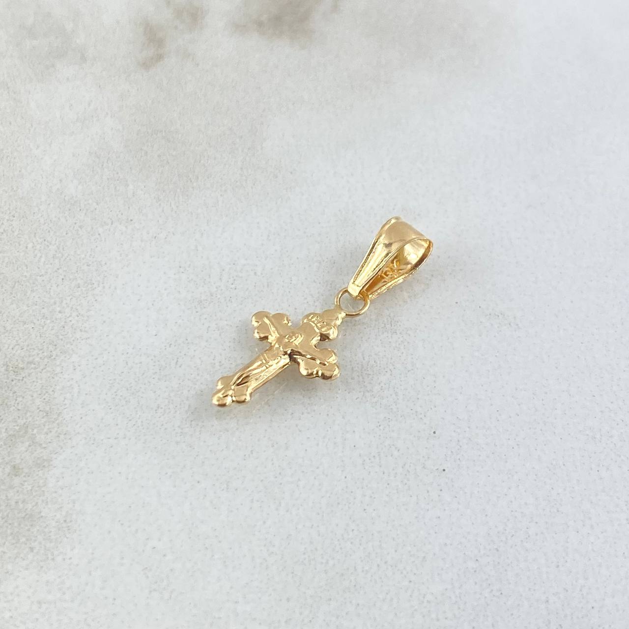 Pendant Cross Christ Three Points 0.45gr / 2.3cm / Polished 18K Yellow Gold