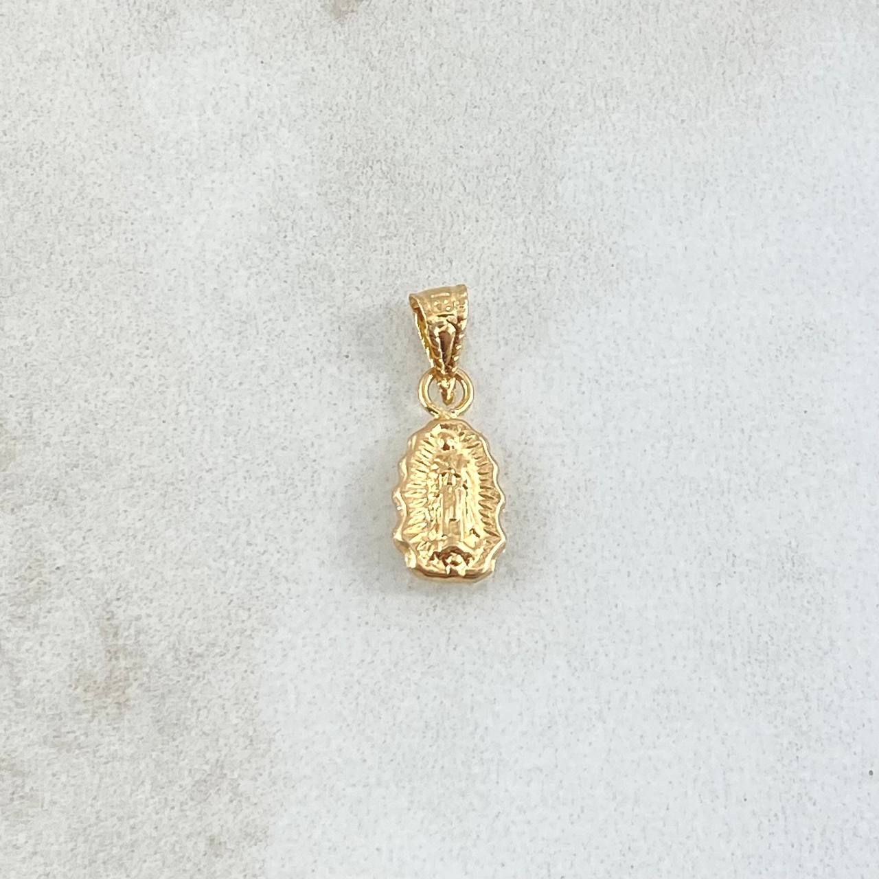 Dije Virgen Guadalupe Silueta 0.3gr / 1.5cm / Cargador Bordeado Oro Amarillo 18K *