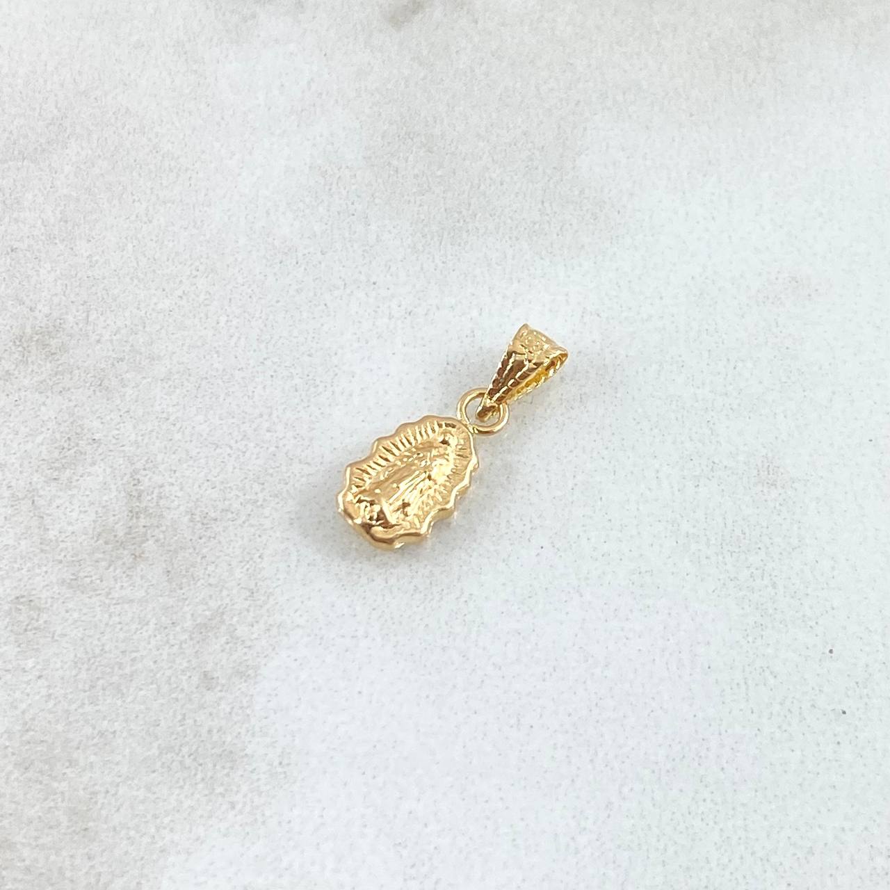 Dije Virgen Guadalupe Silueta 0.3gr / 1.5cm / Cargador Bordeado Oro Amarillo 18K