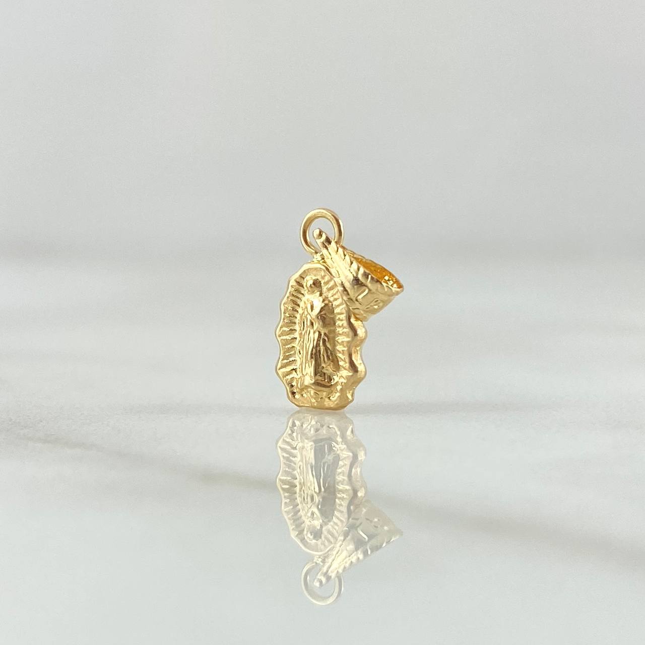 Dije Virgen Guadalupe Silueta 0.3gr / 1.5cm / Cargador Bordeado Oro Amarillo 18K