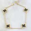 Bracelet Spike Flower Clover Diamond Cut 3.3gr / 17.5cm / 1.4mm Black Resin 4pcs 18K Yellow Gold *