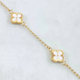 Bracelet Spike Flower Clover Diamond Cut 3.25gr / 19.5cm / 1.4mm White Resin 4pcs 18K Yellow Gold ©