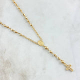 Miraculous Virgin Rosario Cross Frame 8.9gr / 60cm / 3mm-4mm Beads Diamond Cut 18K Yellow Gold *