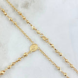 Rosario Virgen Milagrosa Cruz Marco 8.3gr / 55cm / 3mm-4mm Bolas Diamantadas Oro Amarillo 18K ©
