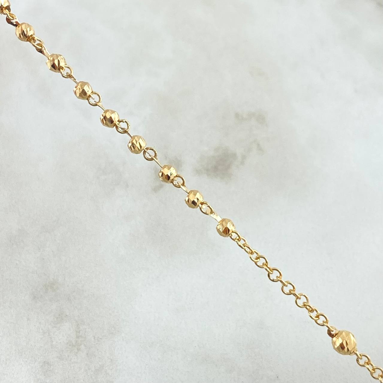 Miraculous Virgin Rosario Cross Frame 8.9gr / 60cm / 3mm-4mm Beads Diamond Cut 18K Yellow Gold *