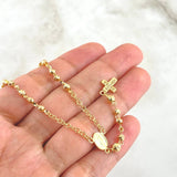 Rosario Virgen Milagrosa Cruz Marco 8.3gr / 55cm / 3mm-4mm Bolas Diamantadas Oro Amarillo 18K ©