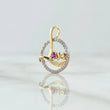 Dije LOVE en Circulo 1.25gr / 2cm / Circones Blancos Fucsia Oro Amarillo 18K *