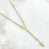 Rosary GC Virgen Milagrosa Cross Christ Three Points 5.2gr / 50cm / 3mm-4mm Smooth 18K Yellow Gold