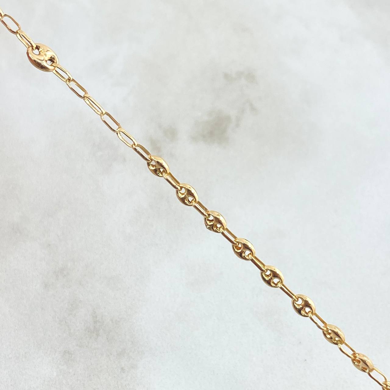 Rosario GC Virgen Milagrosa Cruz Tres Puntas 5.5gr / 50cm / 3mm-4mm Liso Oro Amarillo 18K ©