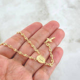Rosary GC Virgen Milagrosa Cross Christ Three Points 5.2gr / 50cm / 3mm-4mm Smooth 18K Yellow Gold