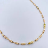 Cadena Rustica Tribal 9.25gr / 51cm / 3.4mm Cauchos De Colores Oro Amarillo 18K $