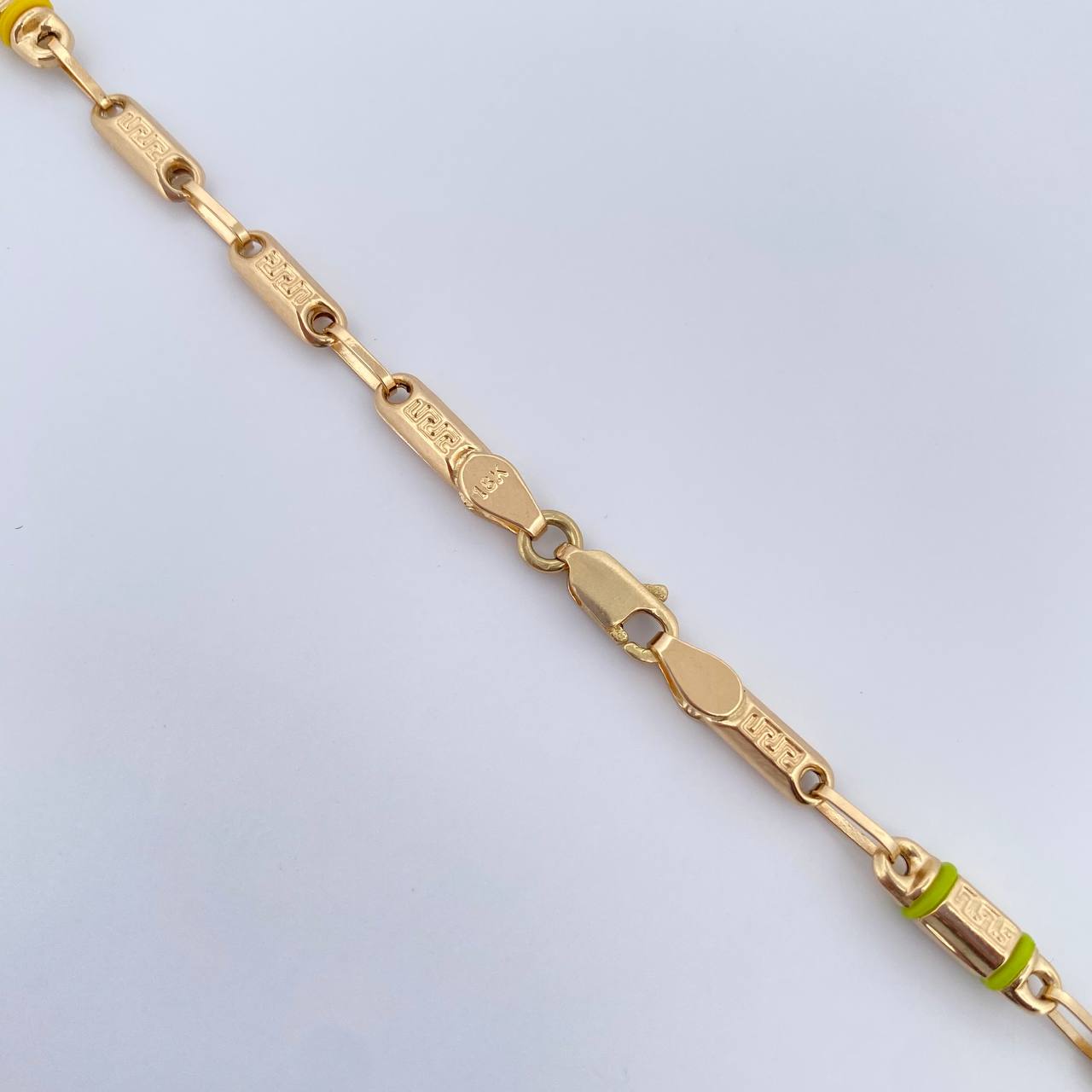 Cadena Rustica Tribal 9.25gr / 51cm / 3.4mm Cauchos De Colores Oro Amarillo 18K $