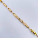 Cadena Rustica Tribal 9.25gr / 51cm / 3.4mm Cauchos De Colores Oro Amarillo 18K $