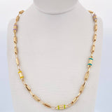 Cadena Rustica Tribal 9.25gr / 51cm / 3.4mm Cauchos De Colores Oro Amarillo 18K $
