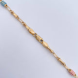 Cadena Rustica Barril  7.3gr / 50.7cm / 3.3mm Circones De Colores Oro Amarillo 18K $