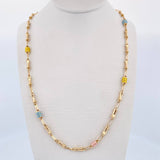 Cadena Rustica Barril  7.3gr / 50.7cm / 3.3mm Circones De Colores Oro Amarillo 18K $