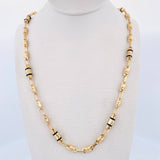 Rustic Chain Barrel Cross Double 10.95gr / 51.3cm / 4.1mm Black Rubber 18K Yellow Gold $