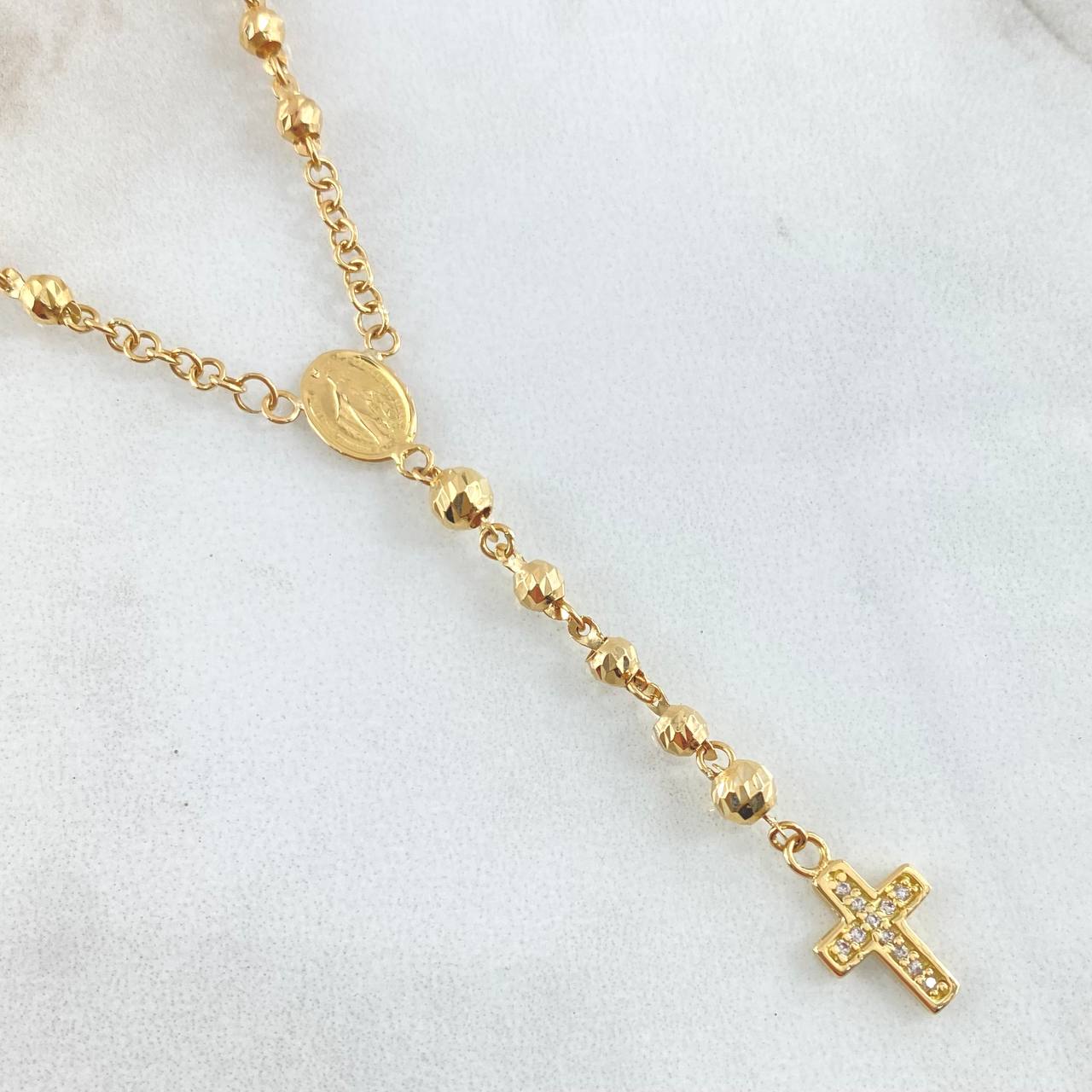 Miraculous Virgin Rosary Cross 8.4gr / 55cm / 18K Gold