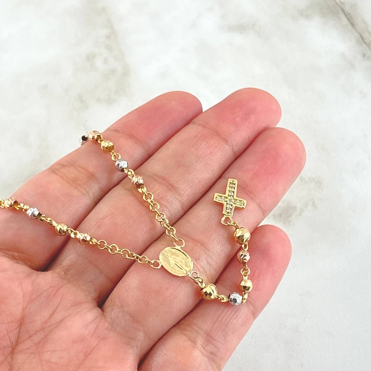 Miraculous Virgin Rosary Cross 8.55gr / 55cm / 18K Gold ©