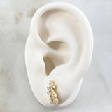 Set Espiga Seguida - Topos 1.2cm - Dije 2cm - Anillo T7 1/4 6.1 Circones Blancos  Nac.Esp. Oro 18K ©