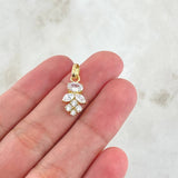 Set Espiga Seguida - Topos 1.2cm - Dije 2cm - Anillo T7 1/4 6.1 Circones Blancos  Nac.Esp. Oro 18K ©