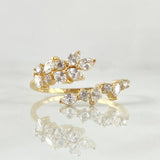 Set Espiga Seguida - Topos 1.2cm - Dije 2cm - Anillo T7 1/4 6.1 Circones Blancos  Nac.Esp. Oro 18K ©