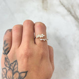 Set Espiga Seguida - Topos 1.2cm - Dije 2cm - Anillo T7 1/4 6.1 Circones Blancos  Nac.Esp. Oro 18K ©