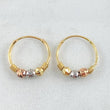 Hoop Earrings Trio Beads 0.95g / 1/2 in Three Golds 18K