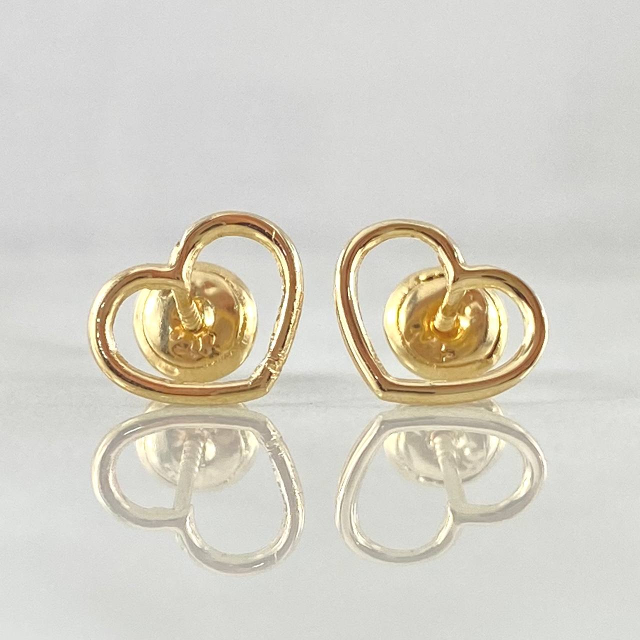 Heart Silhouette Stud Earrings 0.7gr / 8mm 18K Yellow Gold ©