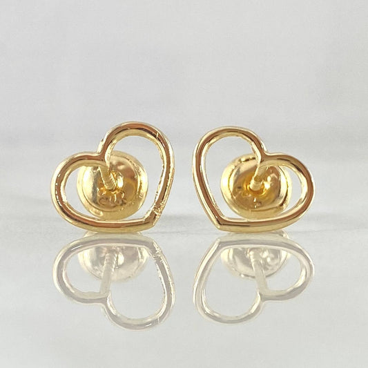 Heart Silhouette Stud Earrings 0.7gr / 8mm 18K Yellow Gold ©