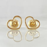 Heart Silhouette Stud Earrings 0.7gr / 8mm 18K Yellow Gold ©