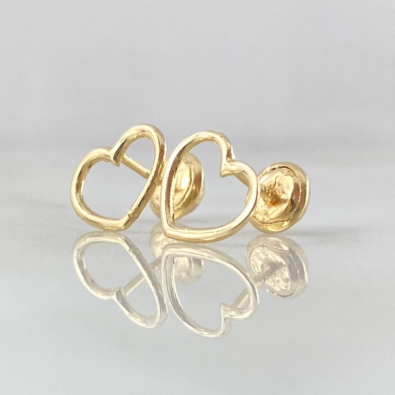 Heart Silhouette Stud Earrings 0.7gr / 8mm 18K Yellow Gold ©