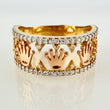 Anillo Trío Coronas Tupidas 4.25gr / T7 3/4 / Tres Oros 18K *