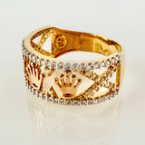 Anillo Trío Coronas Tupidas 4.25gr / T7 3/4 / Tres Oros 18K *