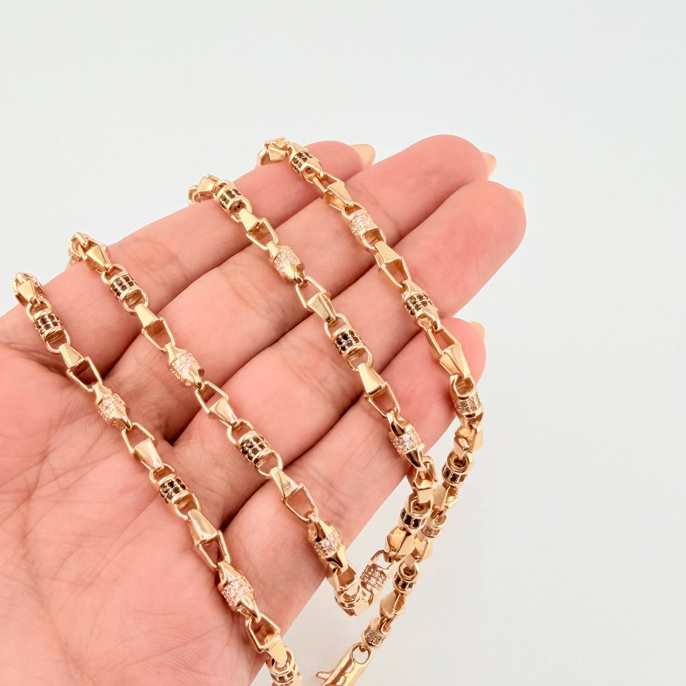 Rustic Dubai Chain 46.45gr / 25 1/2 in / 4mm Yellow Gold Nac.Esp. 18K *