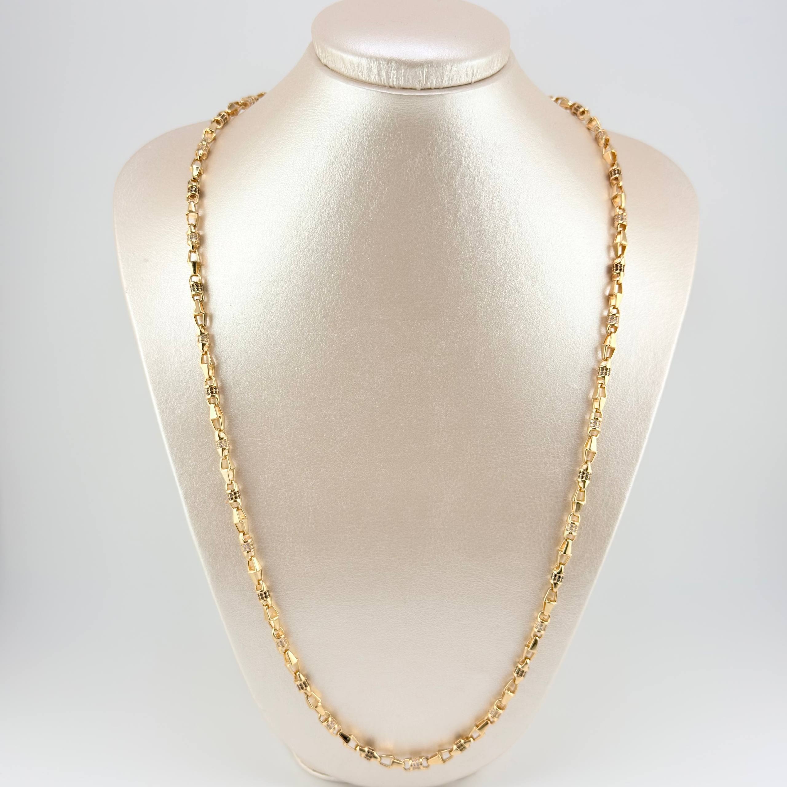 Rustic Dubai Chain 46.45gr / 25 1/2 in / 4mm Yellow Gold Nac.Esp. 18K *