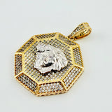 Dije Medusa 11.15gr / 1 1/2 in / Dos Oros Amarillo Blanco 18K *