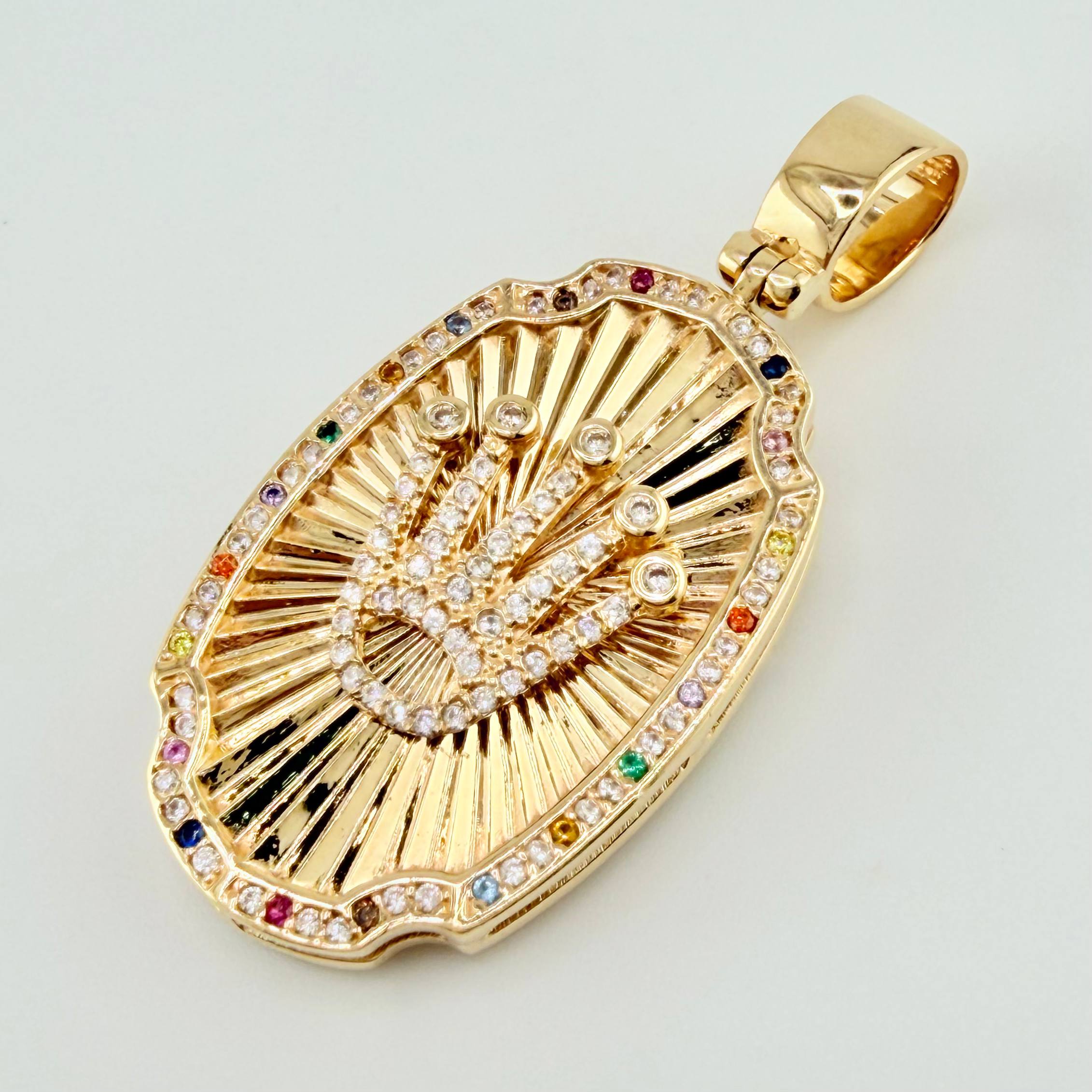 Dije Virge Guadalupe Doble Faz 17gr / 1 3/4 in / Oro Amarillo 18K *