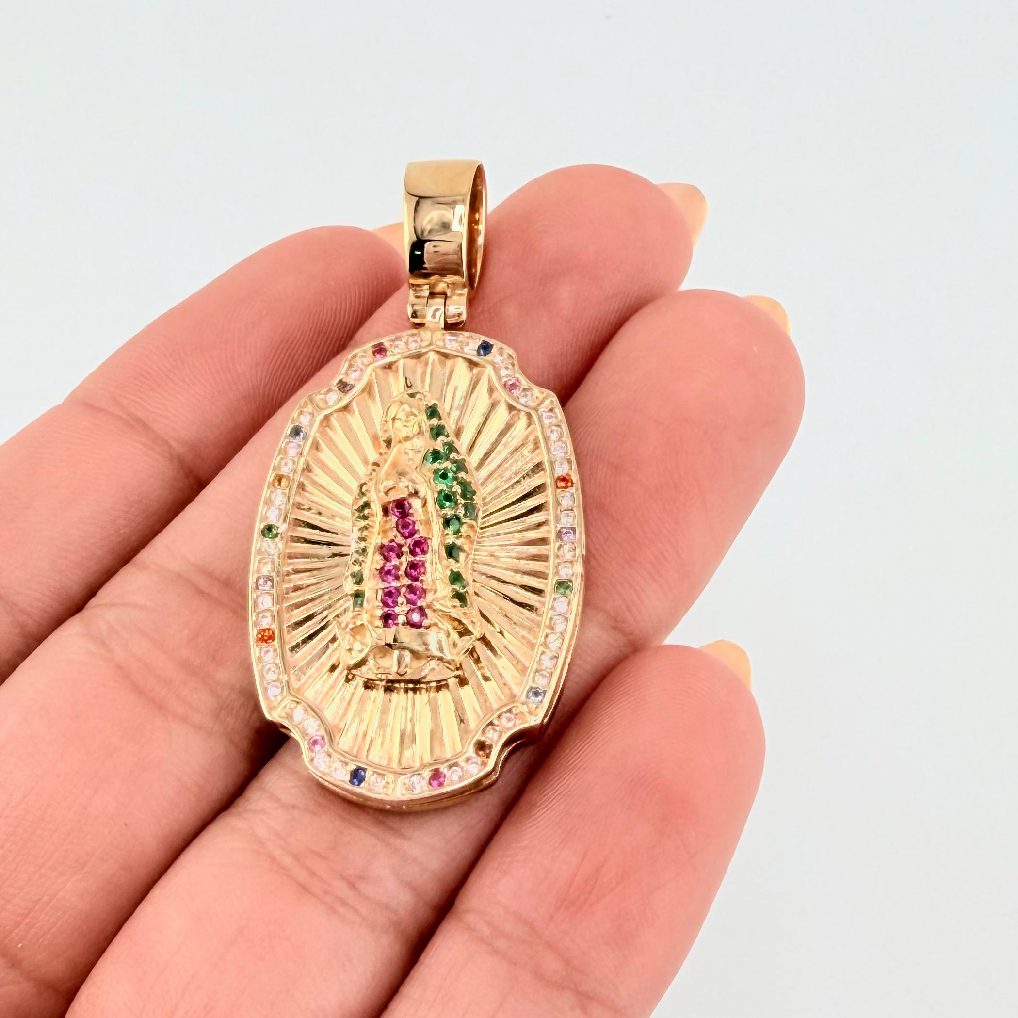Dije Virge Guadalupe Doble Faz 17gr / 1 3/4 in / Oro Amarillo 18K *