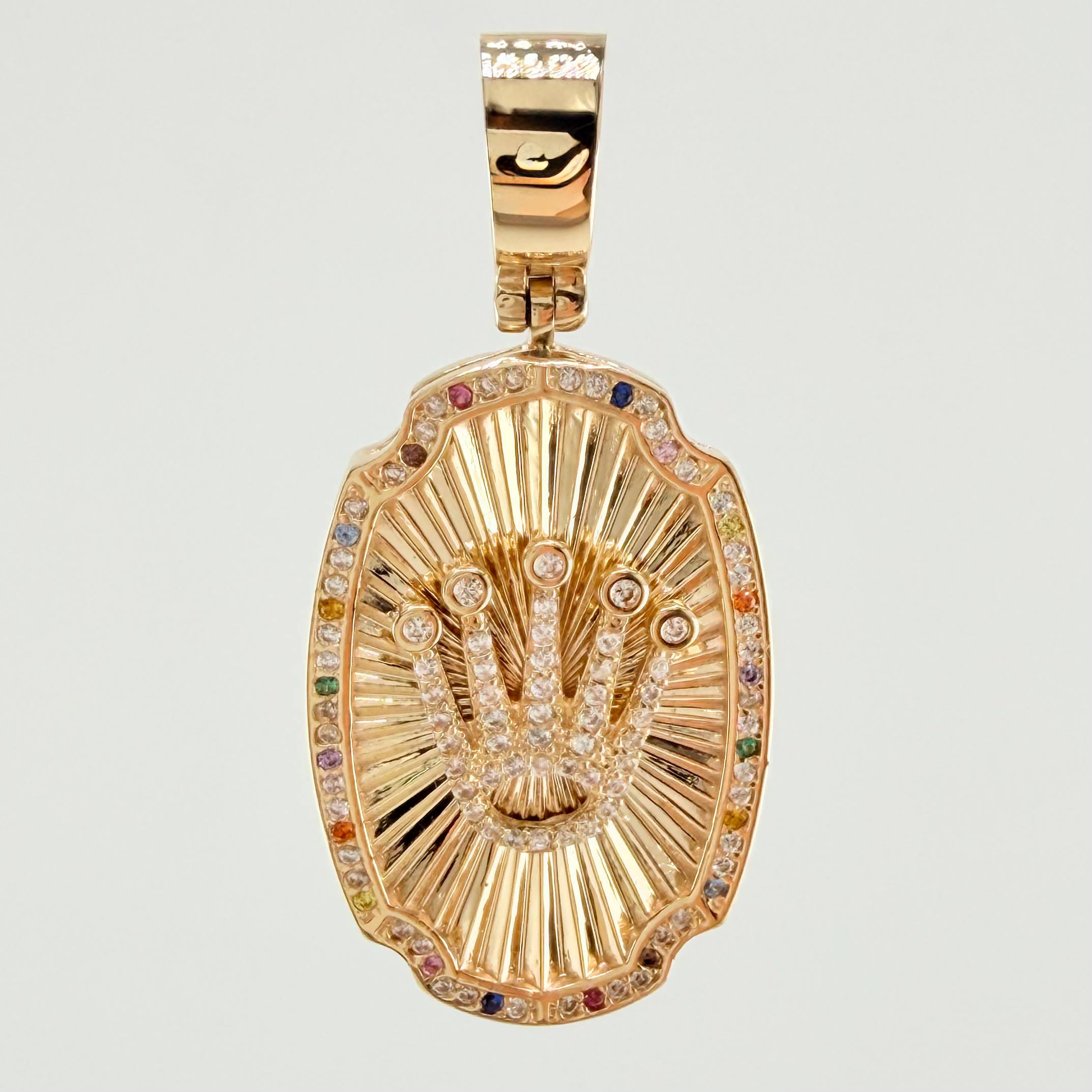 Dije Virge Guadalupe Doble Faz 17gr / 1 3/4 in / Oro Amarillo 18K *