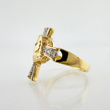 Anillo Cruz Rostro Jesus 3.65gr / T6 1/2 / Dos Oros Amarillo Blanco 18K ©