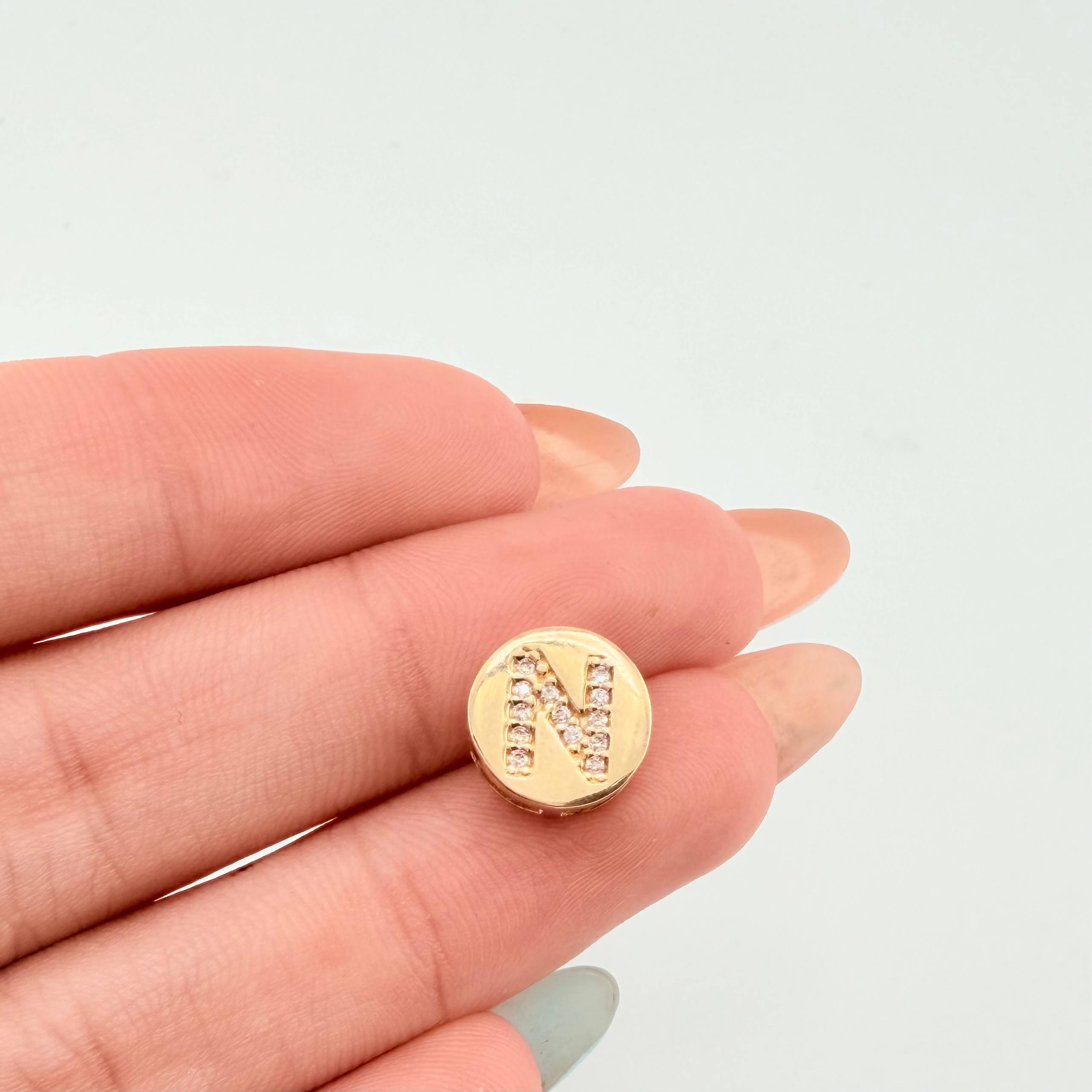 Dije Herraje Letra N 1.5gr / 1/2 in / Oro Amarillo 18K