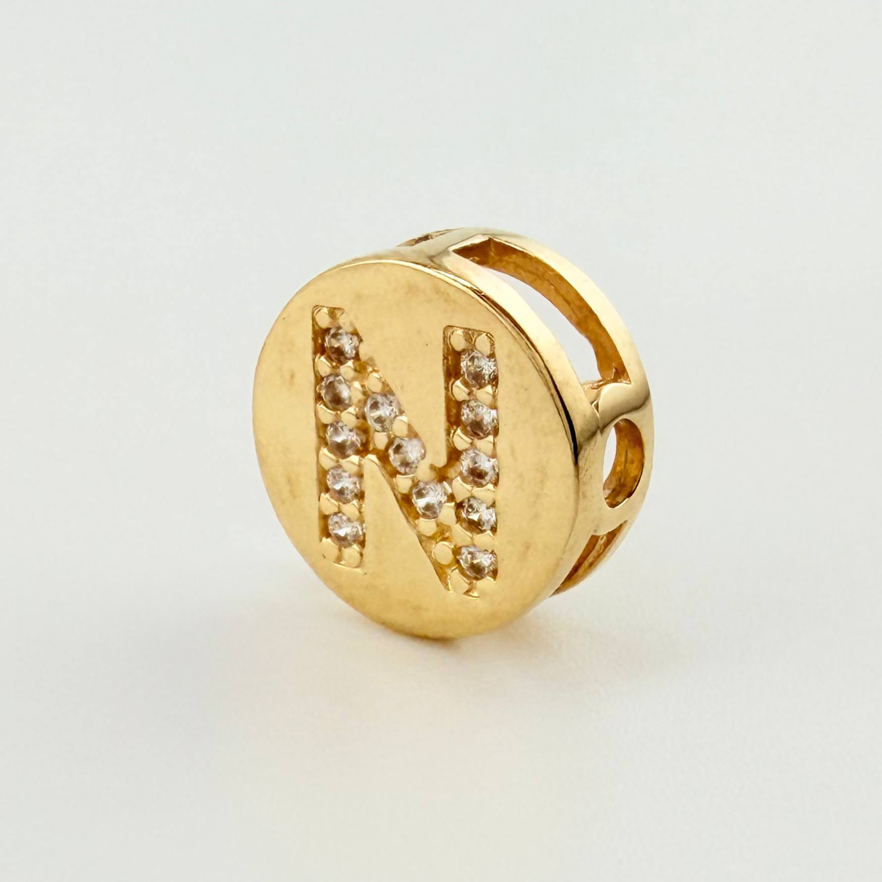 Dije Herraje Letra N 1.5gr / 1/2 in / Oro Amarillo 18K *