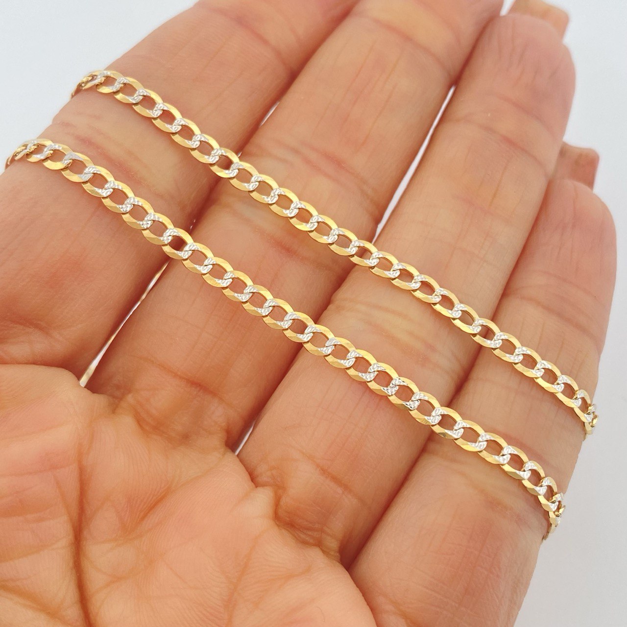 Cuban Links 8.95gr / 24 1/4 in / Two Tone Yellow White +1 18K &