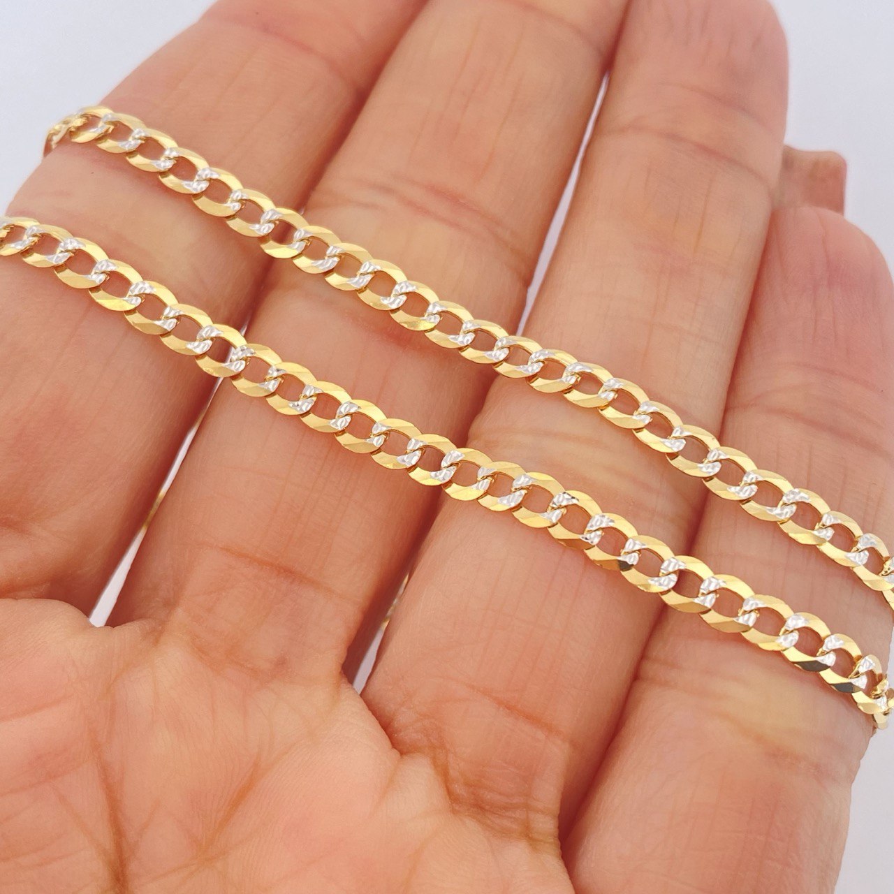 Cuban Links 10.35gr / 22.3in / Two Tone Yellow White +1 18K &