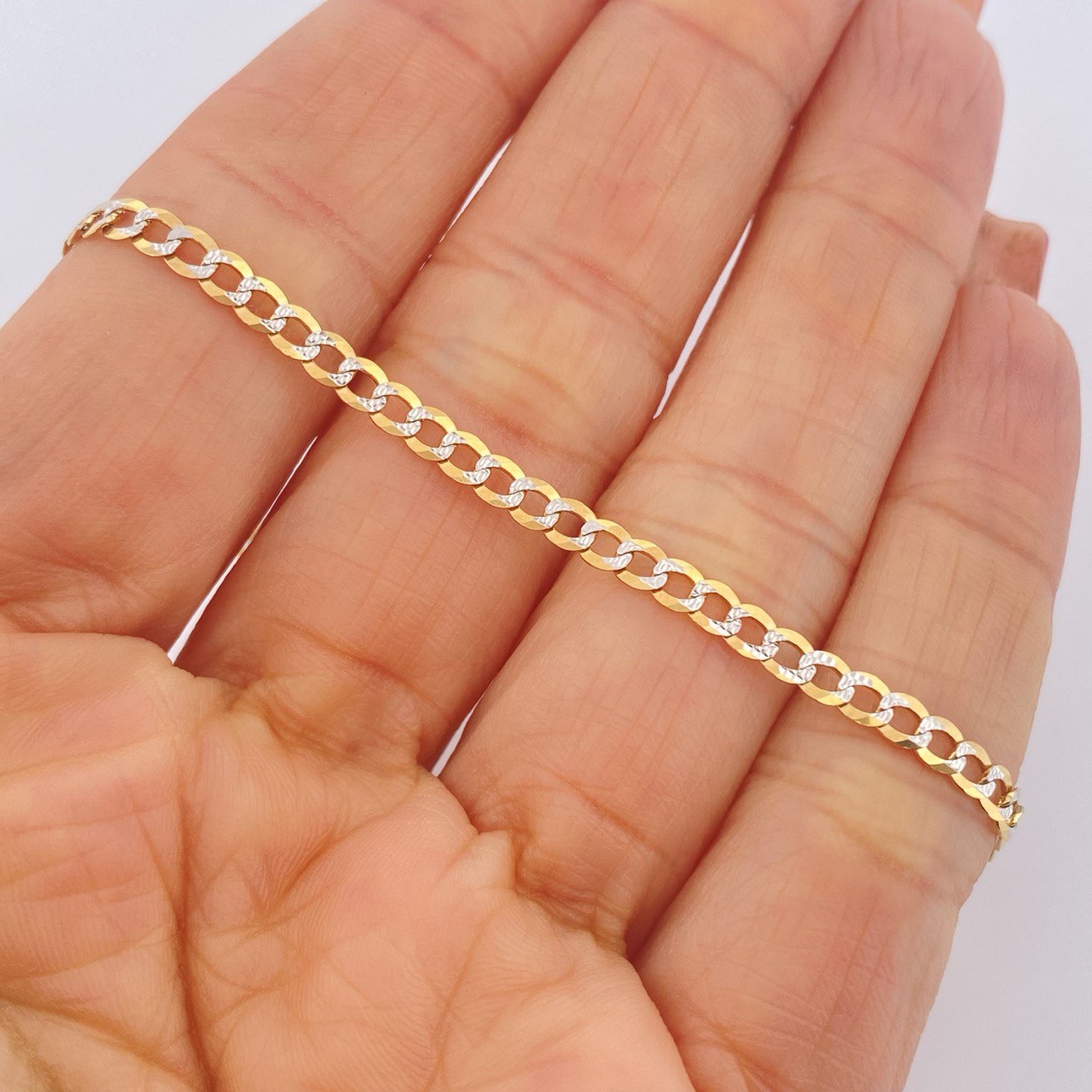 Cuban Links Bracelet 3.05gr / 7in / Two Tone Yellow White +3 18K &
