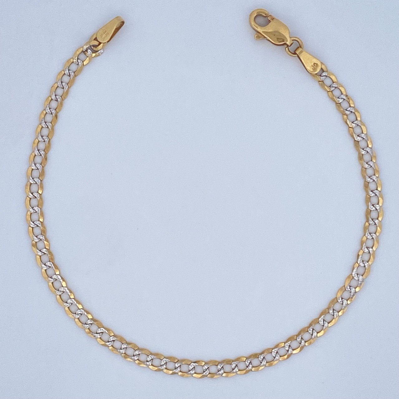 Cuban Links Bracelet 3.05gr / 7in / Two Tone Yellow White +3 18K &