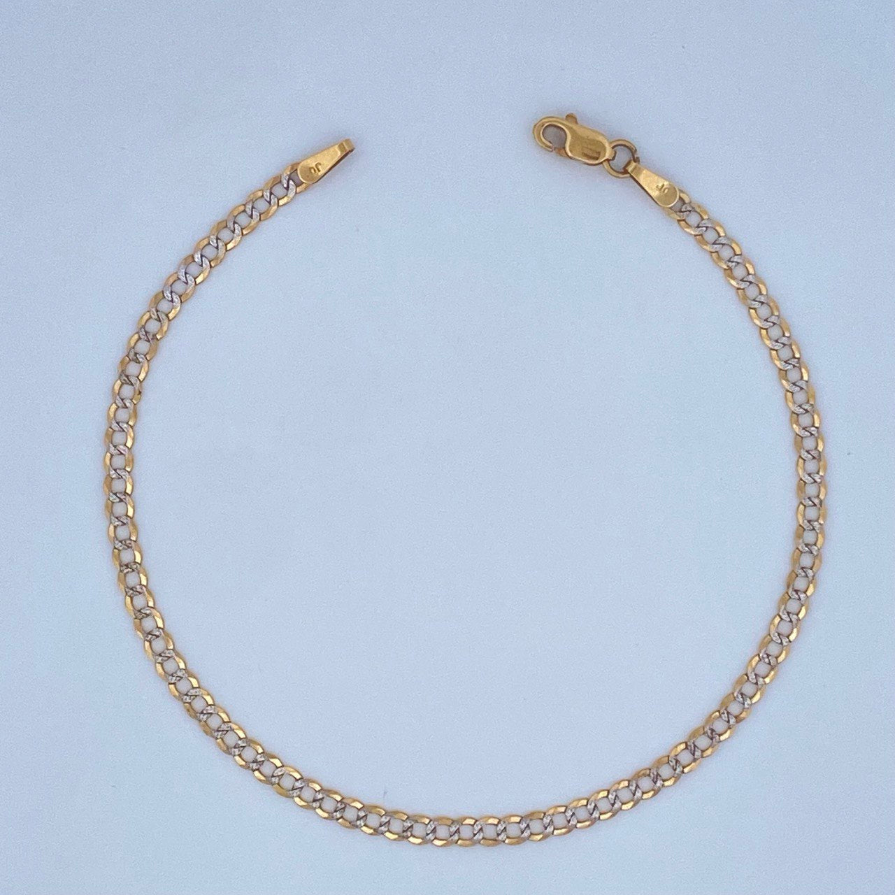 Cuban Links Bracelet 2.1gr / 7in / Two Tone Yellow White 18K +3 &