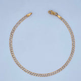 Cuban Links Bracelet 2.1gr / 7in / Two Tone Yellow White 18K +3 &